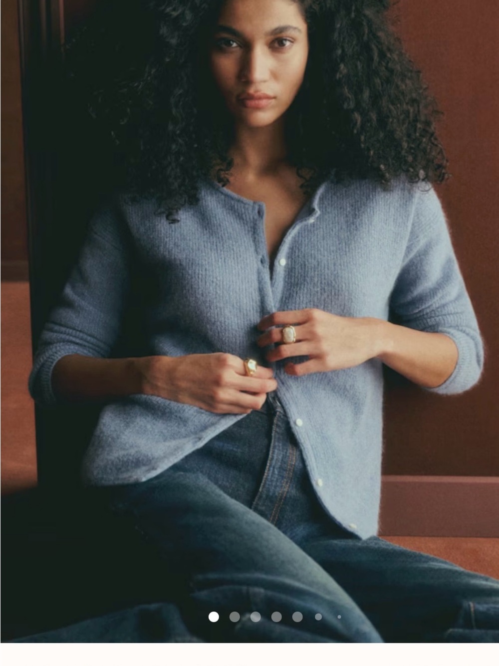 Sezane Soft Blue Button-Front Wool Cardigan